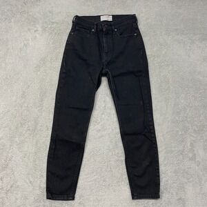 Everlane Jeans Womens 27 Black Ankle Tapered Cotton Denim Dark Wash Mid Rise